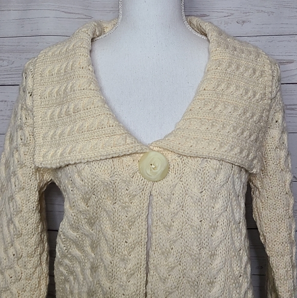 Inis Crafts Heavy Merion Wool Ireland Cardigan Sweater - Picture 5 of 12
